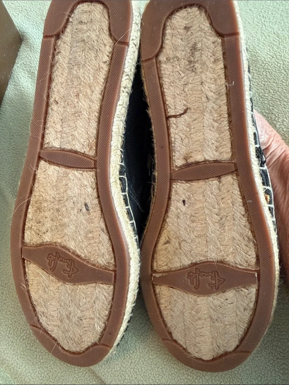 Franco Sarto Women’s Black Leather Espadrille Slip-Ons